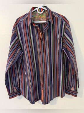 Robert Graham Men’s Multi Colored Striped Shirt Sz XL